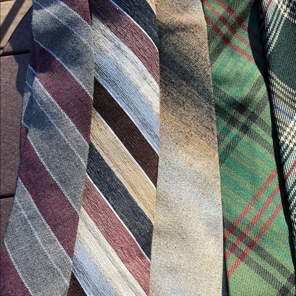 Vintage Men's Plaid Striped and Wool Ties Bundle - Set of 7